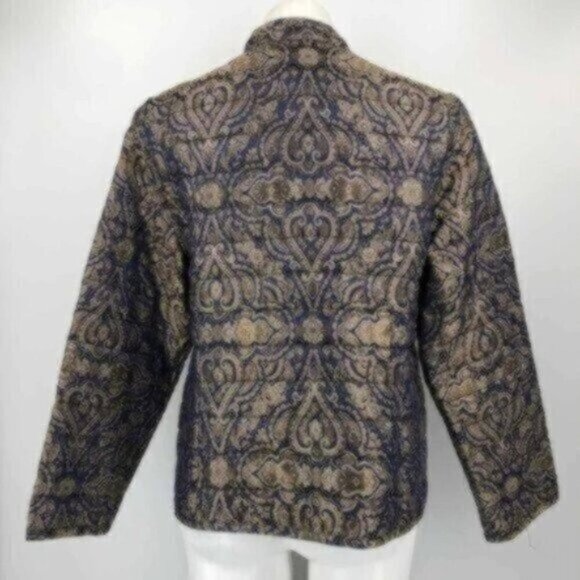 NWOT Chico's Blue and Gold Paisley-Print Jacket - Picture 2 of 2